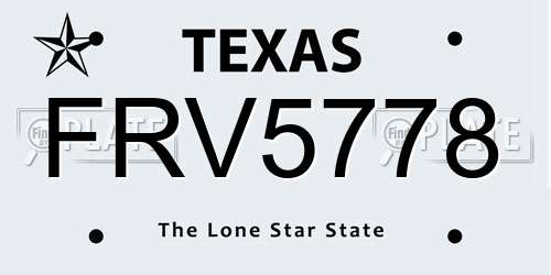 FRV5778 Texas License Plate
