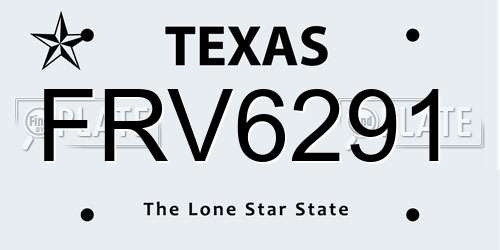 FRV6291 Texas License Plate