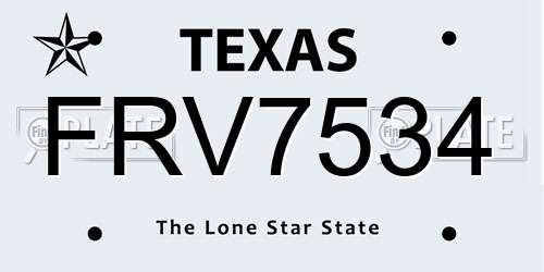 FRV7534 Texas License Plate