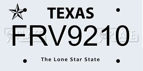 FRV9210 Texas License Plate