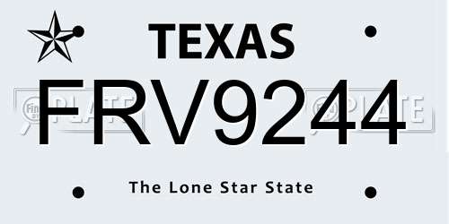 FRV9244 Texas License Plate
