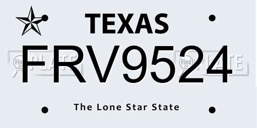FRV9524 Texas License Plate