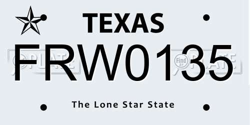 FRW0135 Texas License Plate