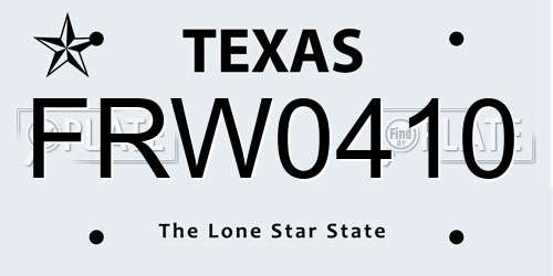 FRW0410 Texas License Plate