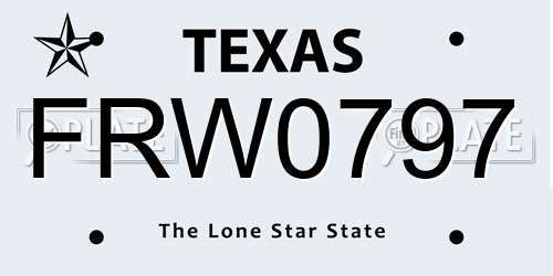 FRW0797 Texas License Plate