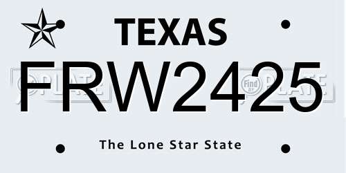 FRW2425 Texas License Plate