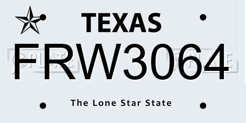 FRW3064 Texas License Plate