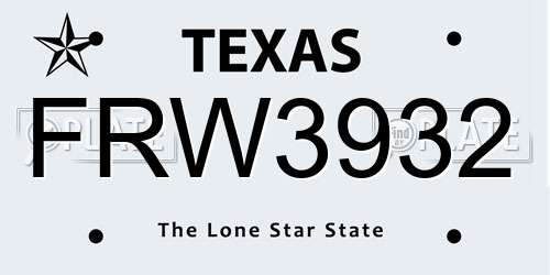FRW3932 Texas License Plate