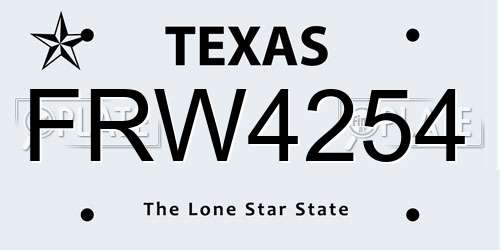FRW4254 Texas License Plate