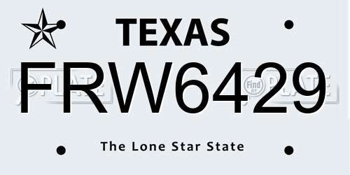 FRW6429 Texas License Plate