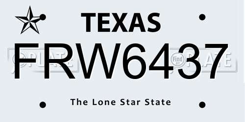 FRW6437 Texas License Plate