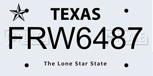 FRW6487 Texas License Plate