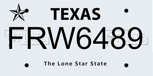 FRW6489 Texas License Plate