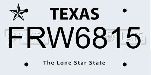 FRW6815 Texas License Plate