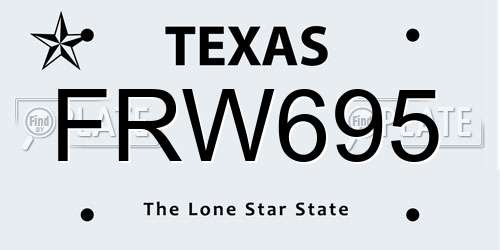 FRW695 Texas License Plate