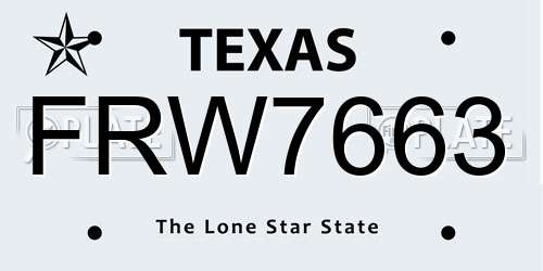 FRW7663 Texas License Plate