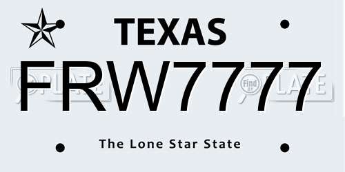 FRW7777 Texas License Plate