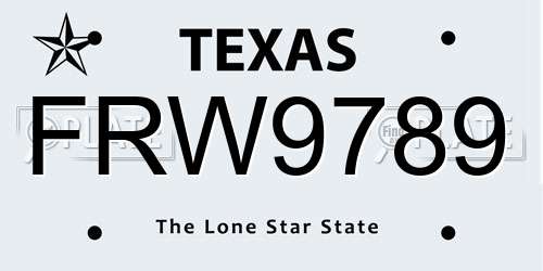 FRW9789 Texas License Plate