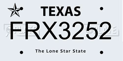 FRX3252 Texas License Plate