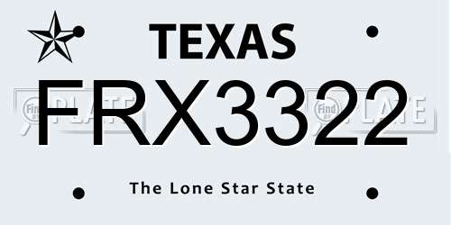 FRX3322 Texas License Plate