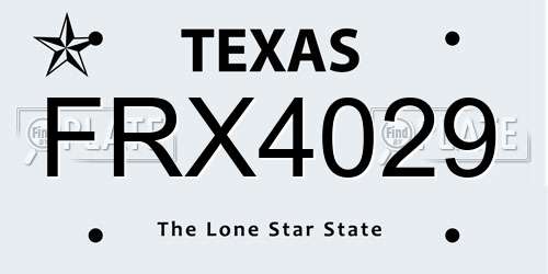 FRX4029 Texas License Plate