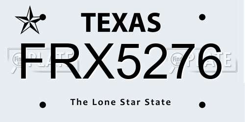 FRX5276 Texas License Plate