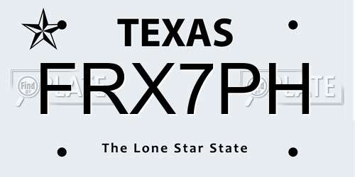 FRX7PH Texas License Plate