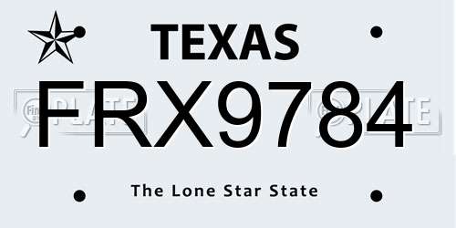FRX9784 Texas License Plate