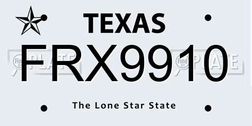 FRX9910 Texas License Plate