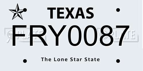 FRY0087 Texas License Plate