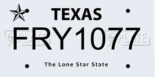 FRY1077 Texas License Plate