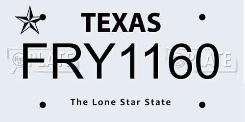 FRY1160 Texas License Plate
