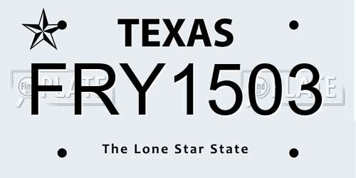 FRY1503 Texas License Plate