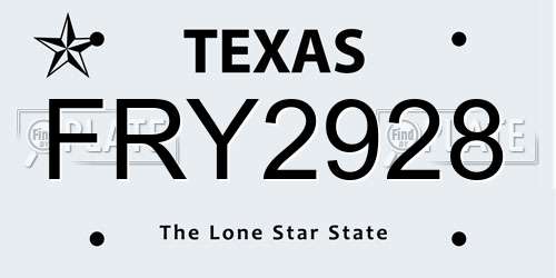 FRY2928 Texas License Plate