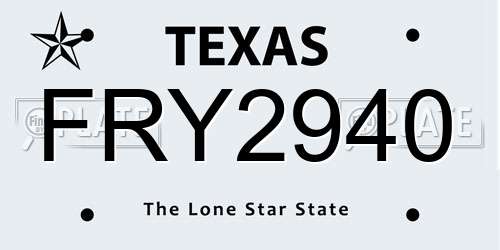 FRY2940 Texas License Plate