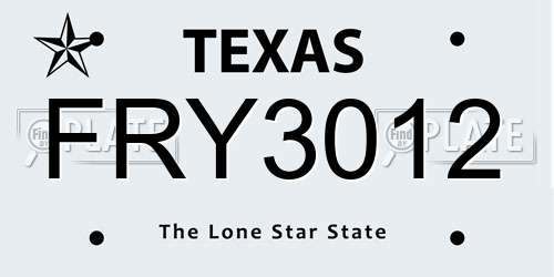 FRY3012 Texas License Plate