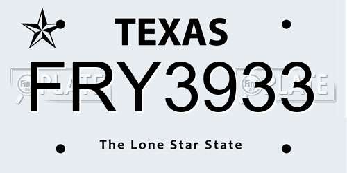 FRY3933 Texas License Plate