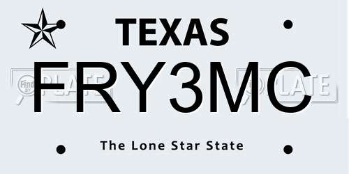 FRY3MC Texas License Plate