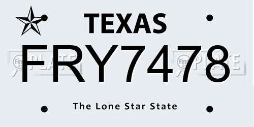 FRY7478 Texas License Plate