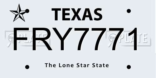 FRY7771 Texas License Plate