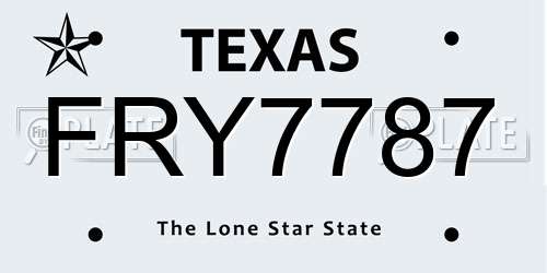 FRY7787 Texas License Plate