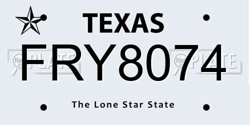 FRY8074 Texas License Plate