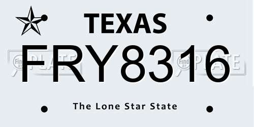 FRY8316 Texas License Plate
