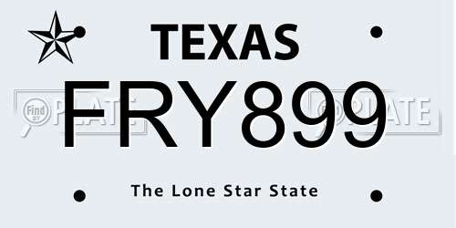 FRY899 Texas License Plate