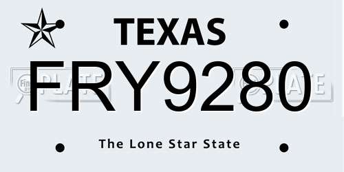 FRY9280 Texas License Plate