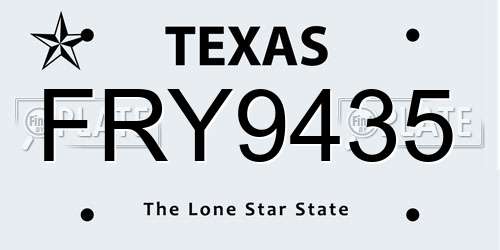 FRY9435 Texas License Plate
