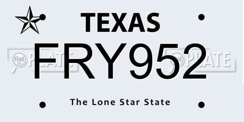 FRY952 Texas License Plate