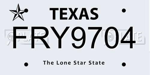 FRY9704 Texas License Plate