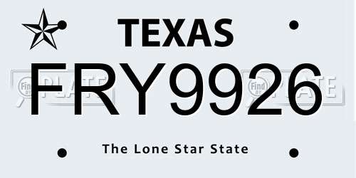 FRY9926 Texas License Plate