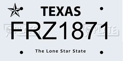 FRZ1871 Texas License Plate